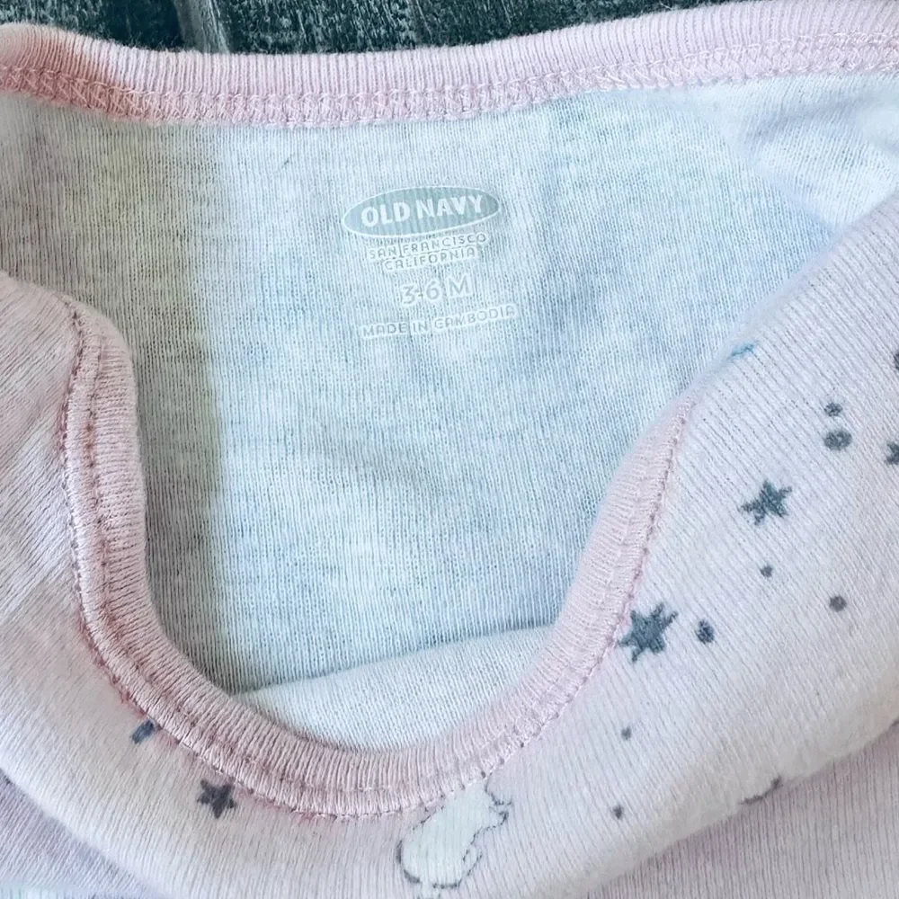 Old Navy Baby Pink Unicorn Print Long Sleeve Onesie 3-6 Mo